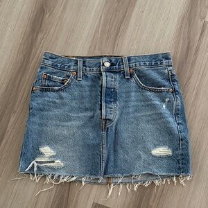 Levi's Blue Distressed Mini Skirt